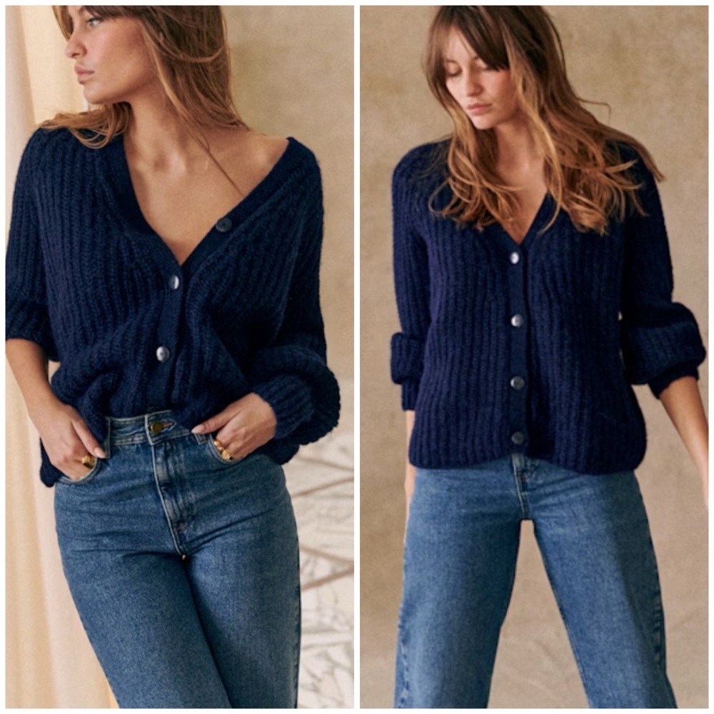 SEZANE BASILE CARDIGAN in Navy SZ S
